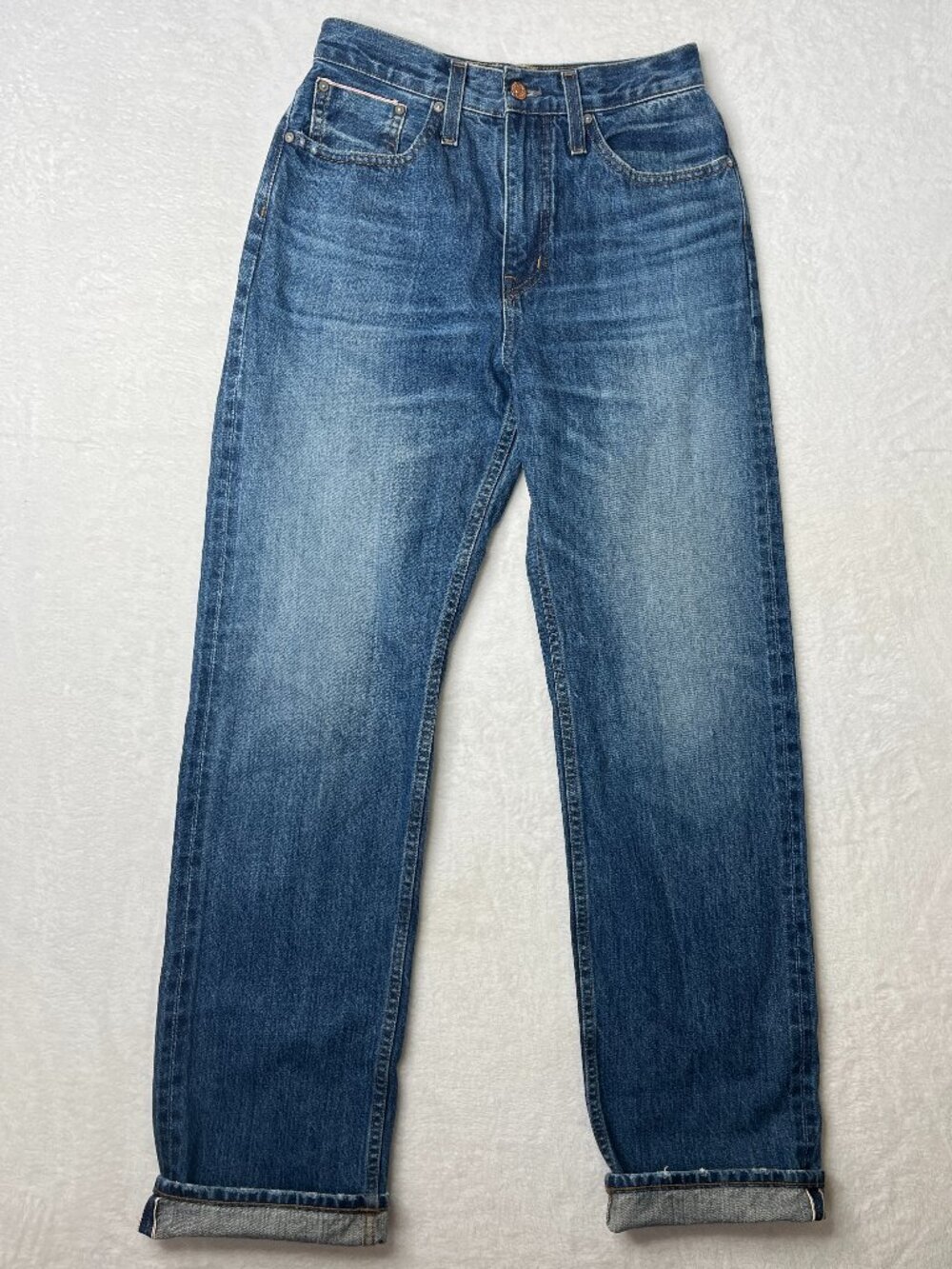 Point Sur J.Crew Selvedge Denim Made in USA Med Wash sz 26 High Waisted Preppy